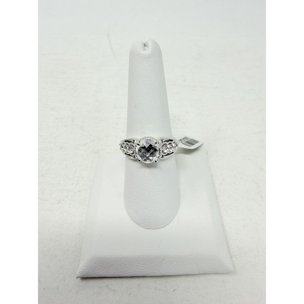 Shop LC KARIS Collection White Topaz Platinum Bond Brass Size 8 Ring 5586
